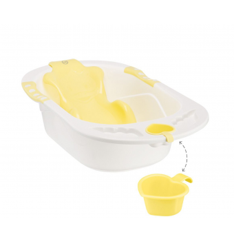 Миниатюра фотографии Ванночка с горкой bath comfort happy baby yellow, белый, желтый