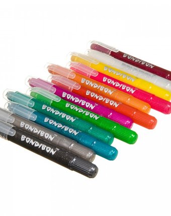 Миниатюра фотографии Bondibon набор гелевых карандашей для рисования 12 цветов оттенки металлик в пластиковой коробке