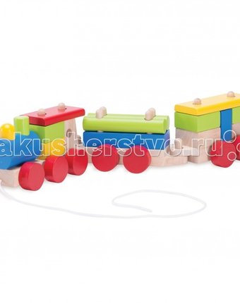 Миниатюра фотографии Каталка-игрушка wonderworld поезд на веревочке