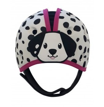 Миниатюра фотографии Мягкая шапка-шлем для защиты головы safeheadbaby  "далматин", белый с розовым