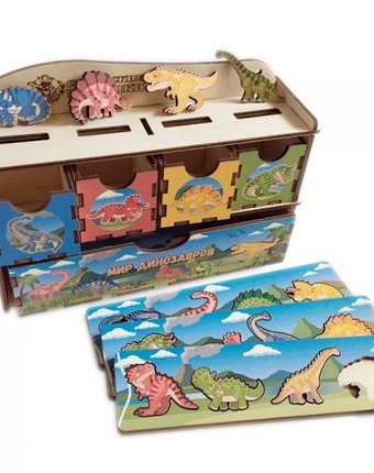 Миниатюра фотографии Деревянная игрушка сибирские игрушки умный комодик большой мир динозавров