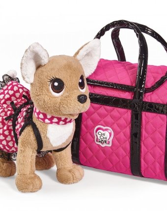 Миниатюра фотографии Мягкая игрушка chi-chi love собачка париж 2 в платье и с сумкой 20 см