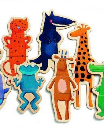 Миниатюра фотографии Djeco детская развивающая магнитная игра деревянный пазл забавные животные